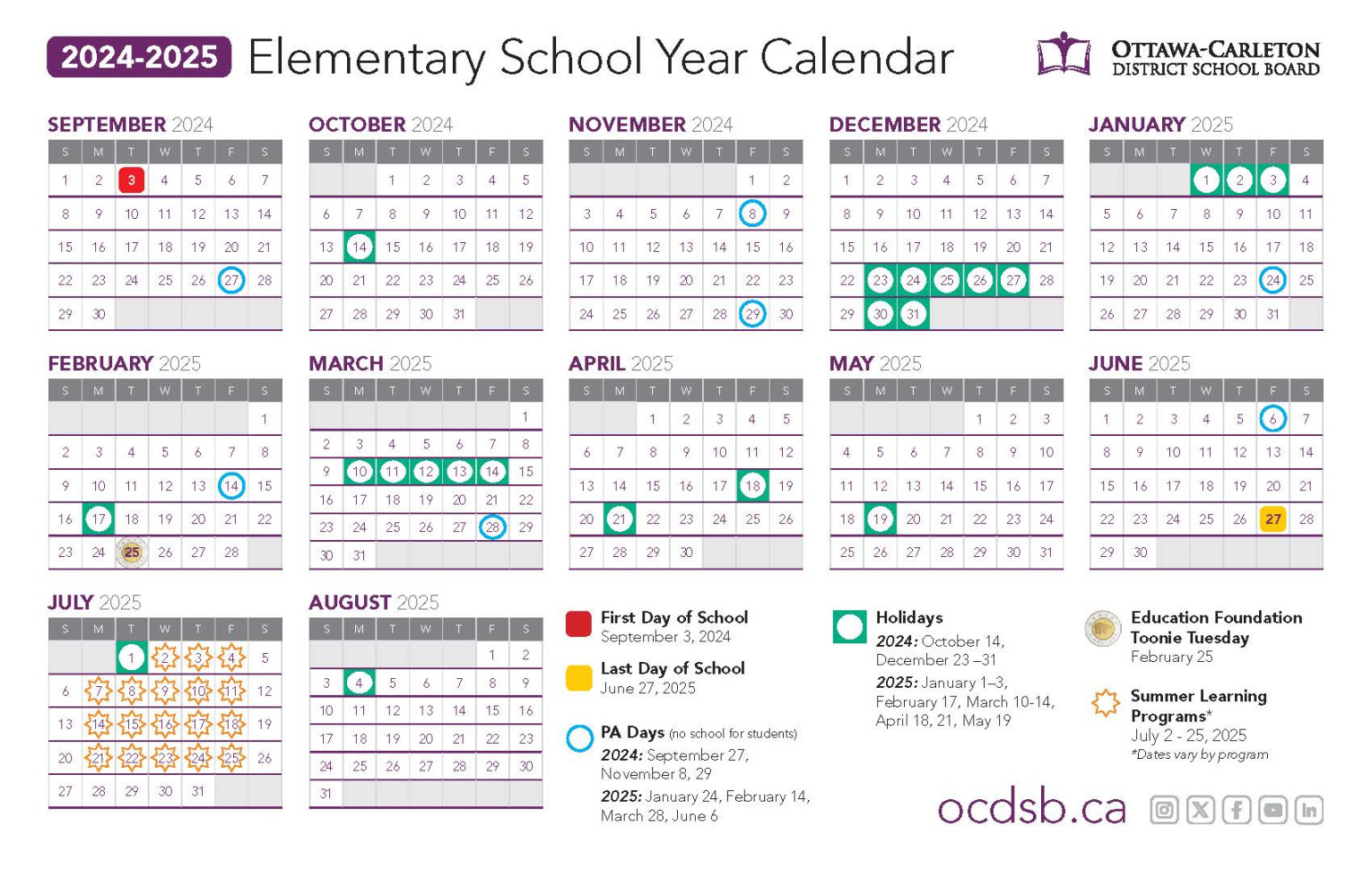 Calendar - Ottawa-Carleton District School Board