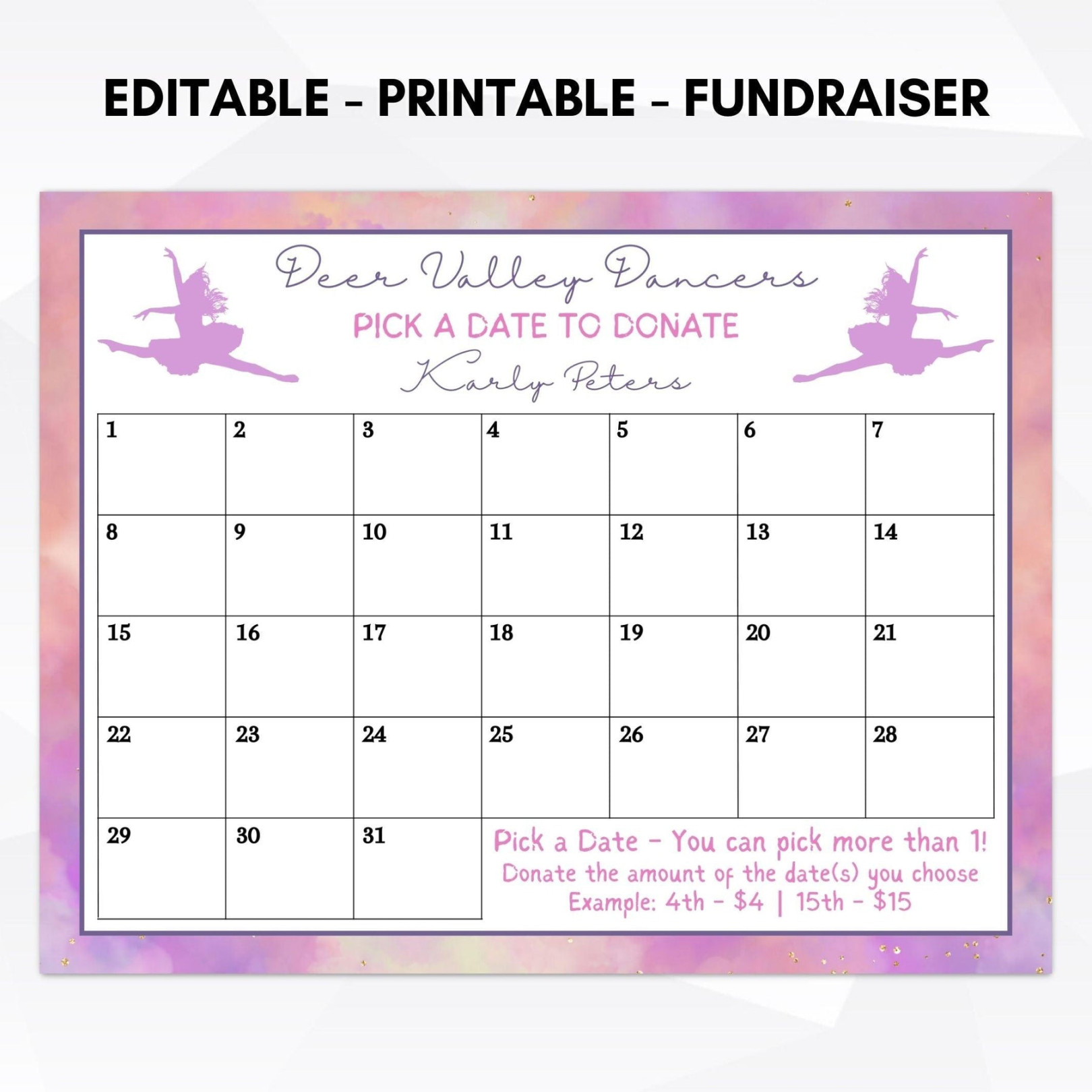 Dance Cash Calendar Fundraiser – Simple Desert Designs