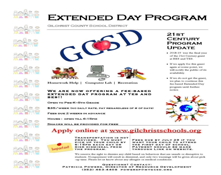 Extended Day Now Available!  Gilchrist County School District