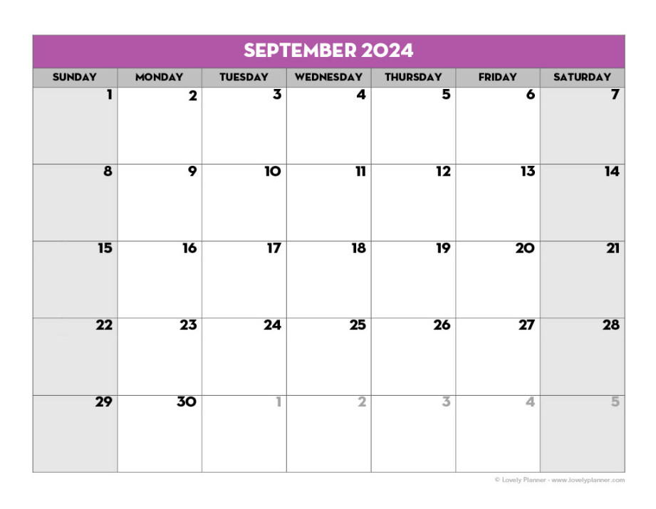 Free Printable - School Calendar - Lovely Planner