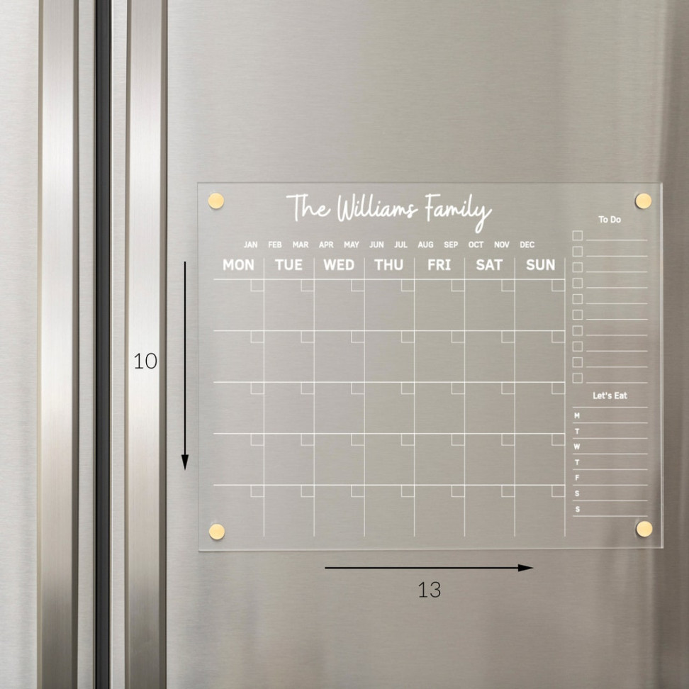 Magnetic Calendar for Fridge, Acrylic Calendar, Dry Erase Calendar, to Do  List, Meal Planning  - Etsy Canada