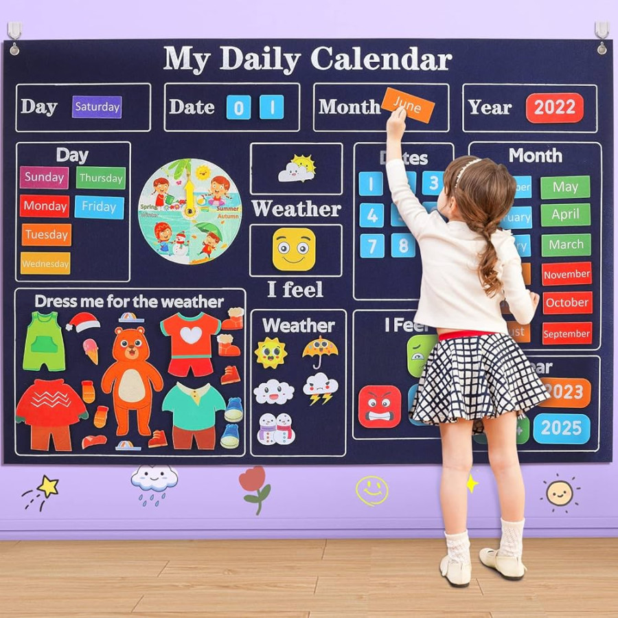 My First Daily Calendar-Preschool Classroom Must Haves, Circle Time  Learning Center, Days of The Week Chart for Toddlers Learning, Classroom  Calendar