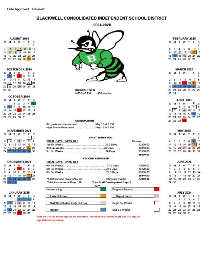 - School Calendar  Blackwell Consolidated Independent