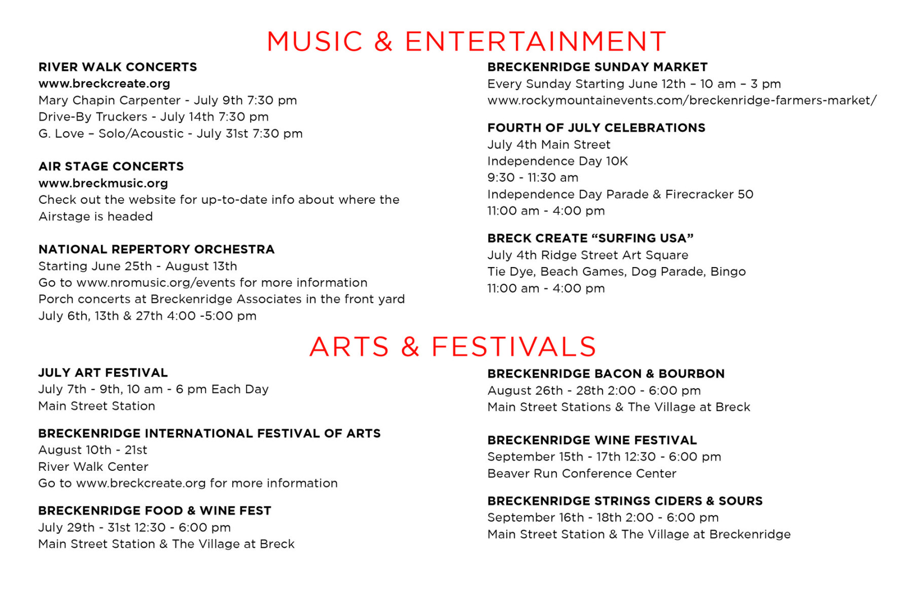 Summer  Events in Breckenridge