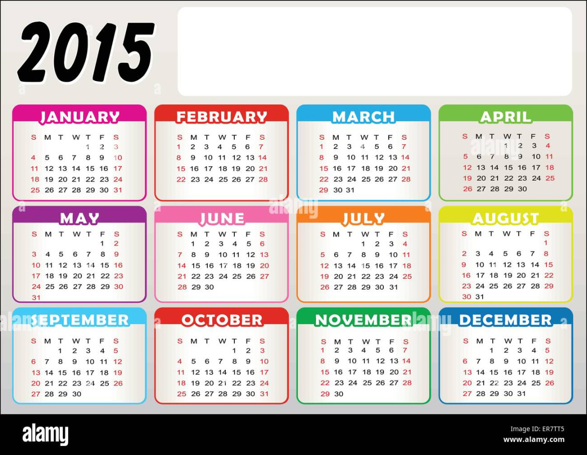 Vector illustration of year  calendar colorful Stock Vector