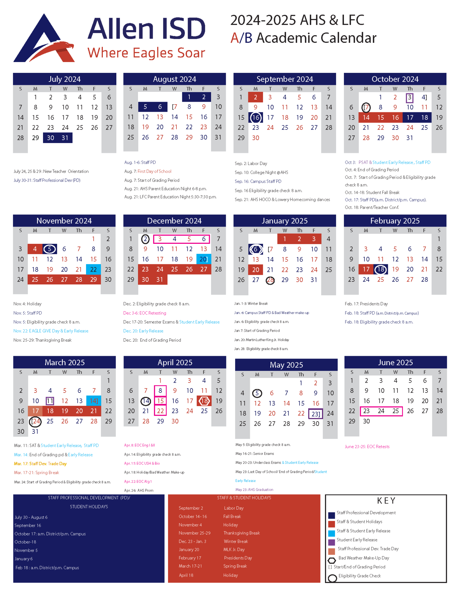 A-B Calendar & Bell Schedule  Allen High School
