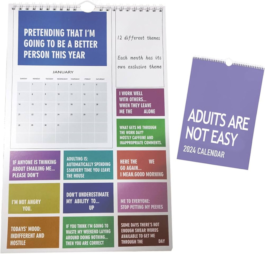 Adulting is Hard  Calendar,  Monthly Inspirational Wall