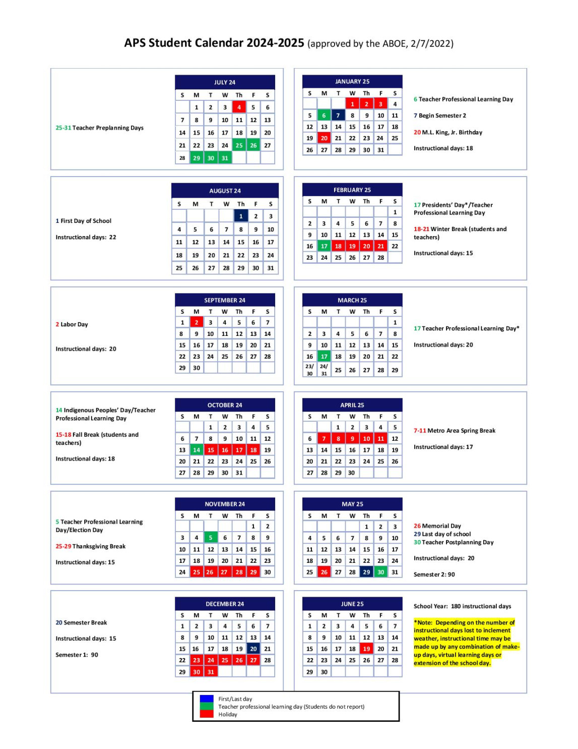 Atlanta Public Schools Calendar -