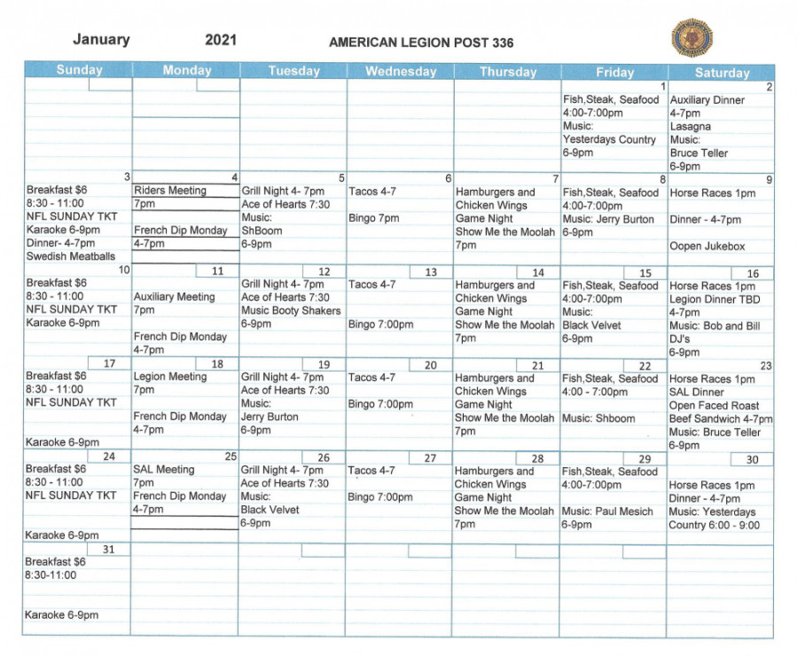 CALENDAR OF EVENTS