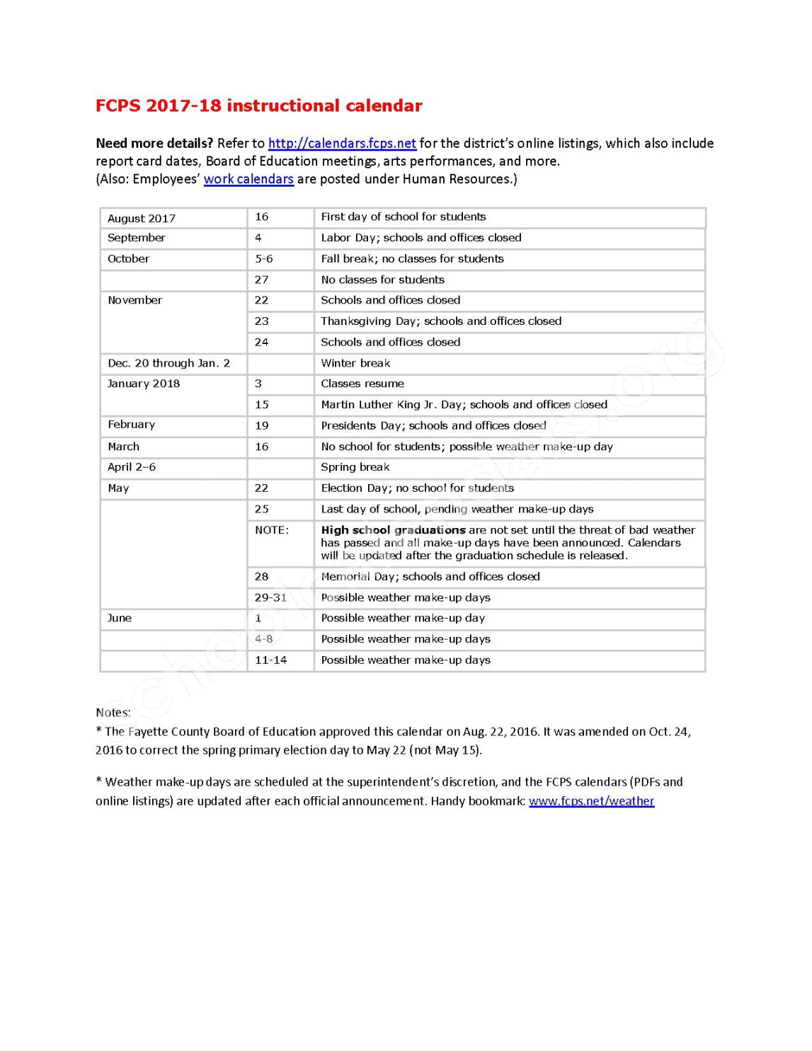 Fayette County School District Calendars – Lexington, KY