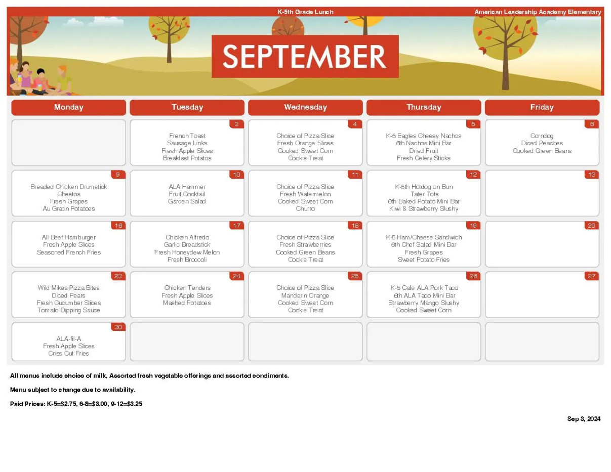 - School Calendar - American Leadership Academy