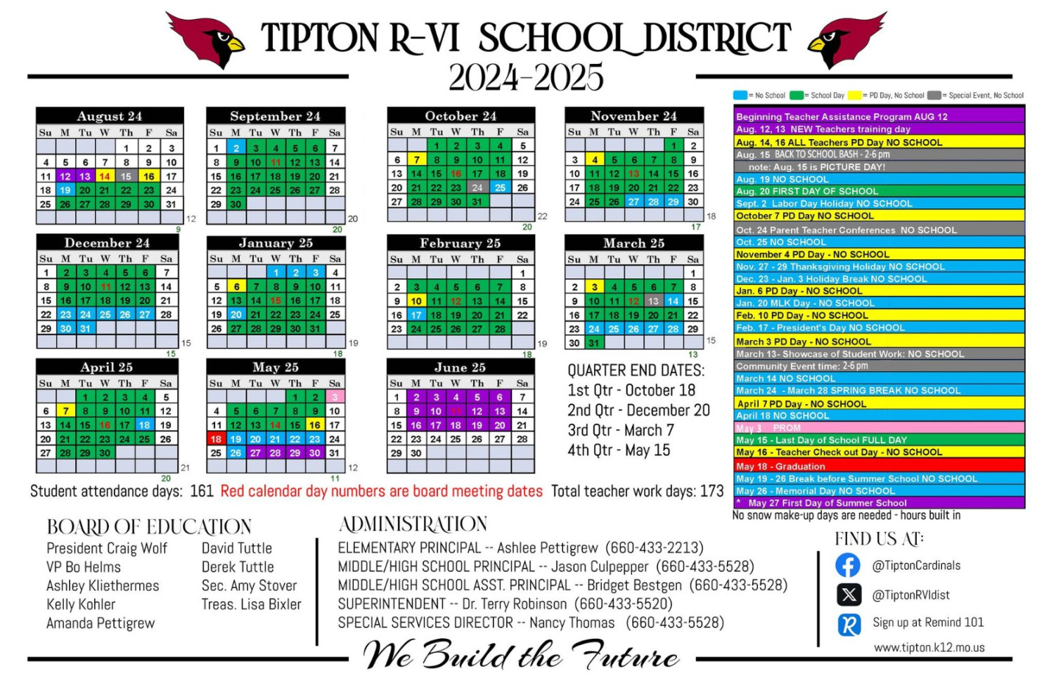 Tipton R-VI School District - - SCHOOL CALENDAR