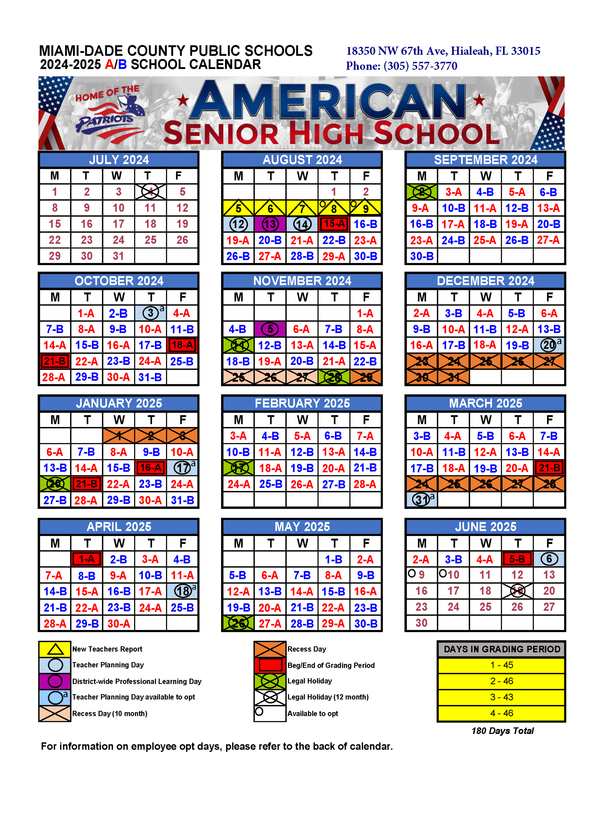- AB Calendar – American Senior High