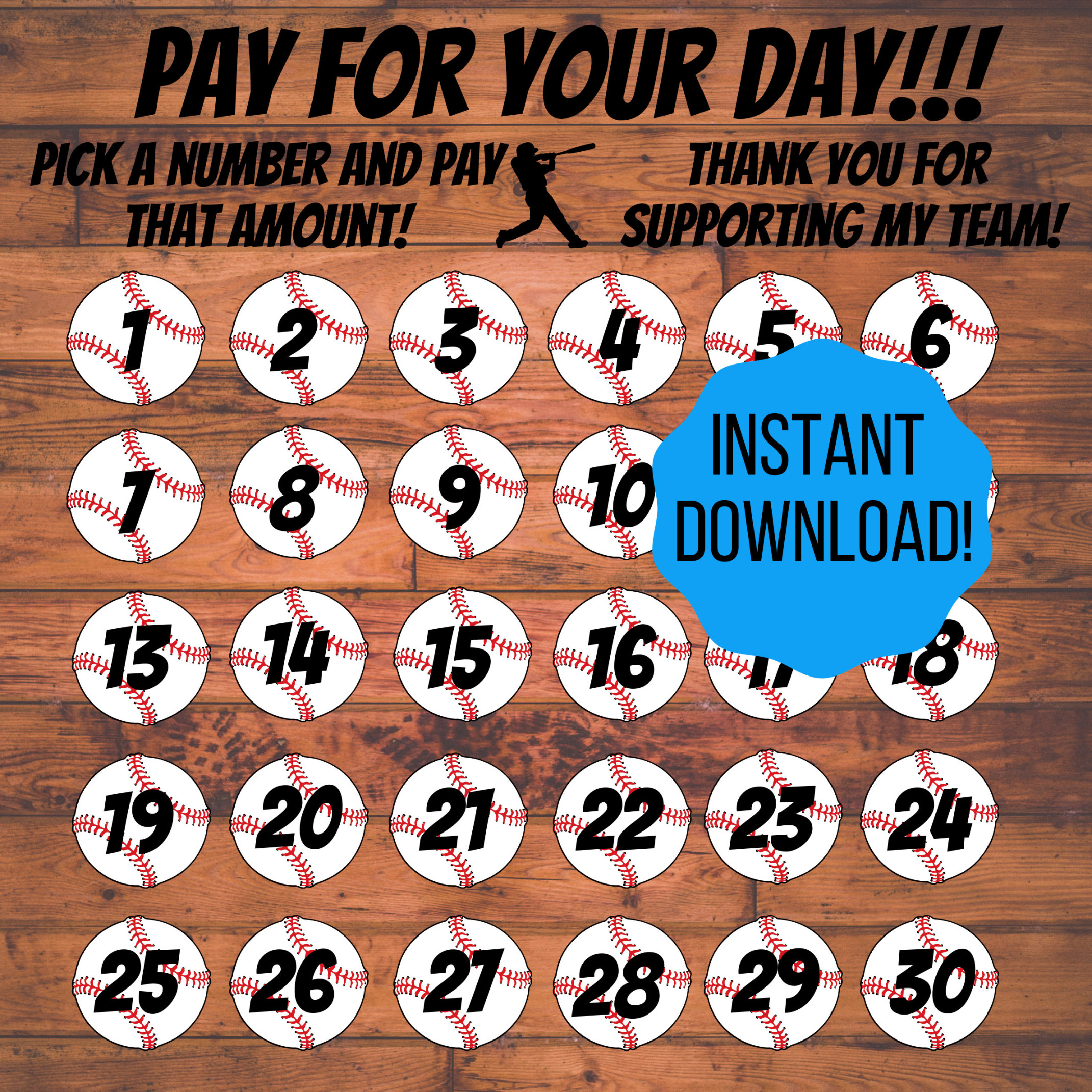 Baseball Calendar Fundraiser / THIRTY DAYS - Etsy