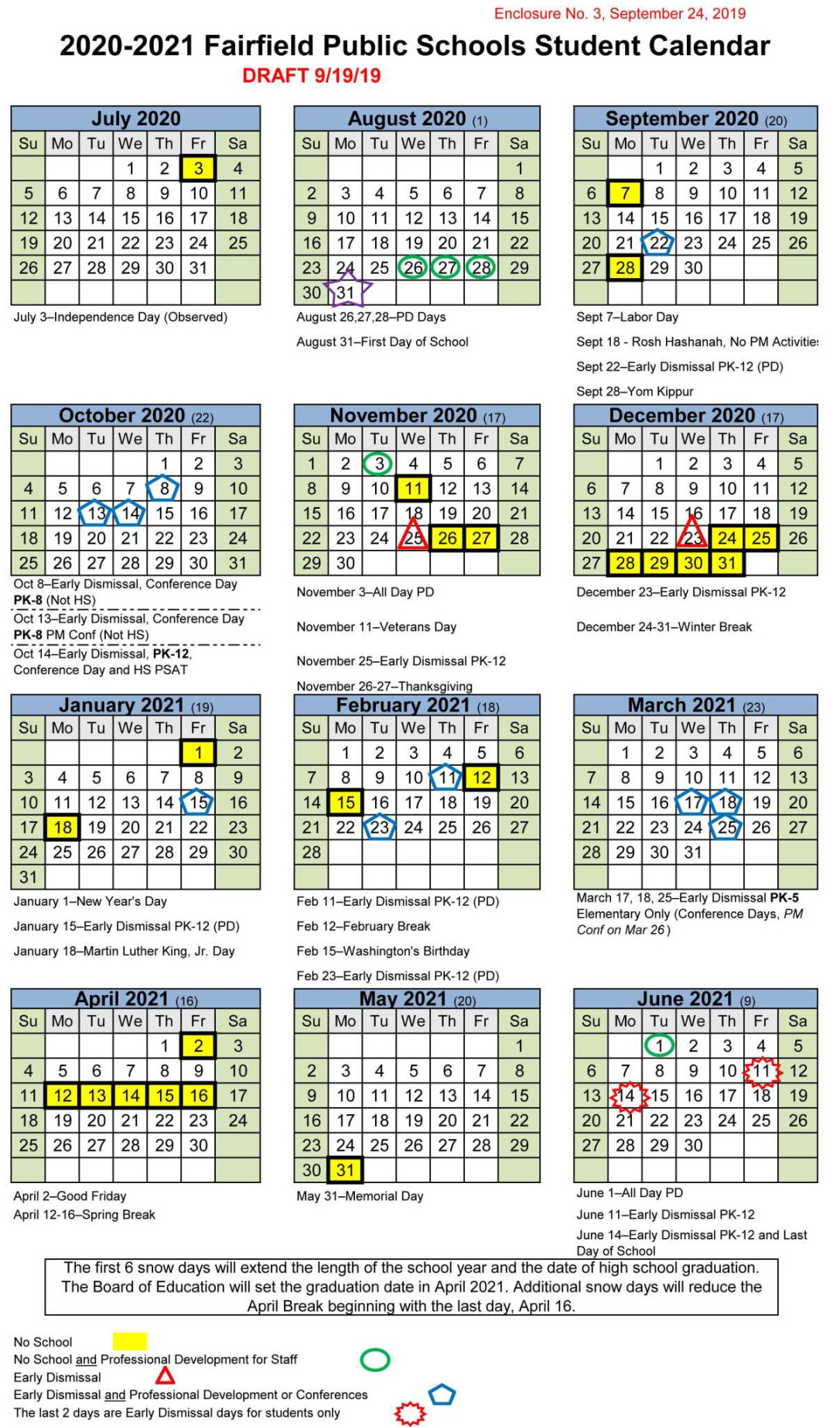 Calendar: Fairfield school board mulls development days, February