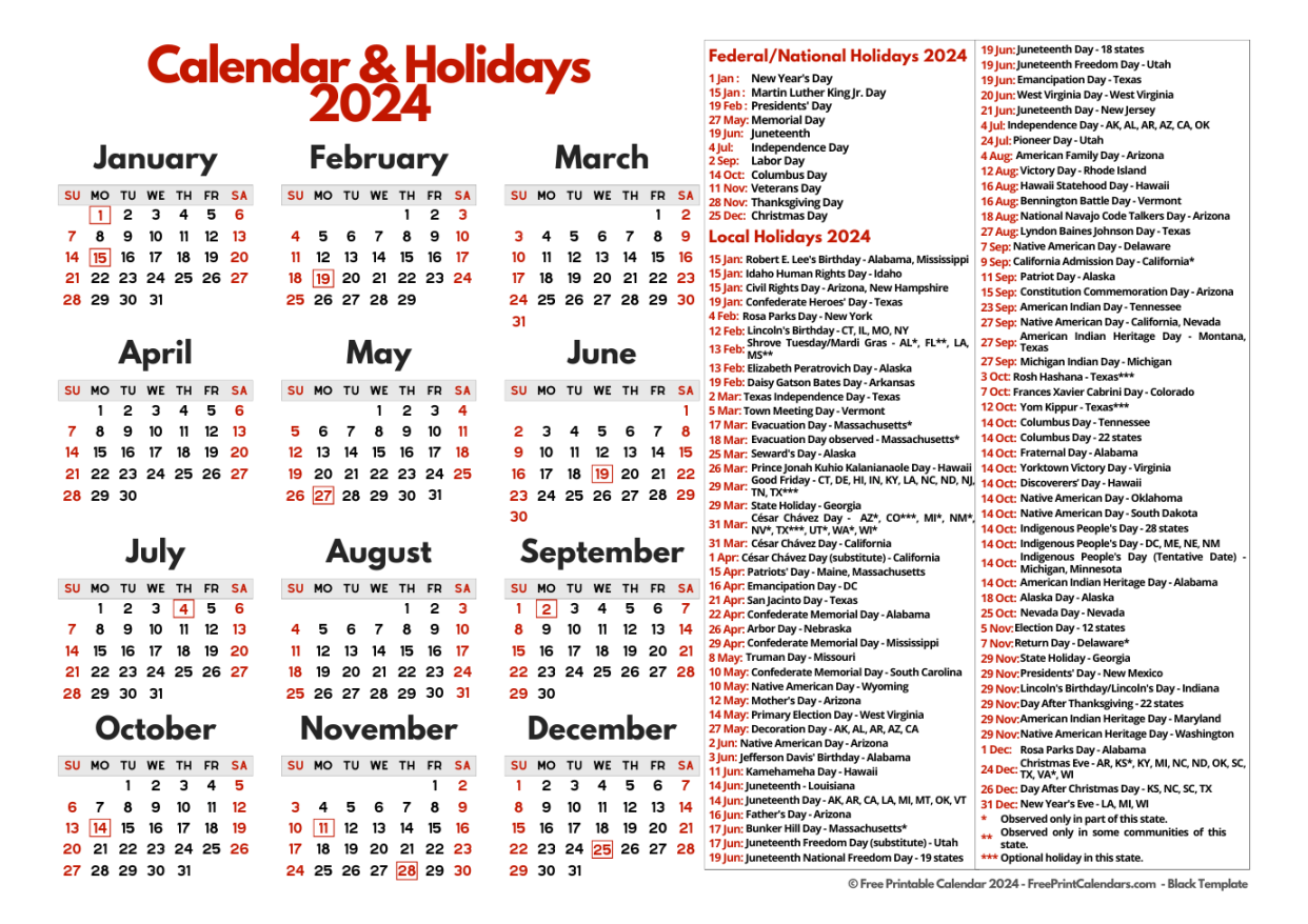 Calendar: Special Holidays and Occasions  by Sophia Marie