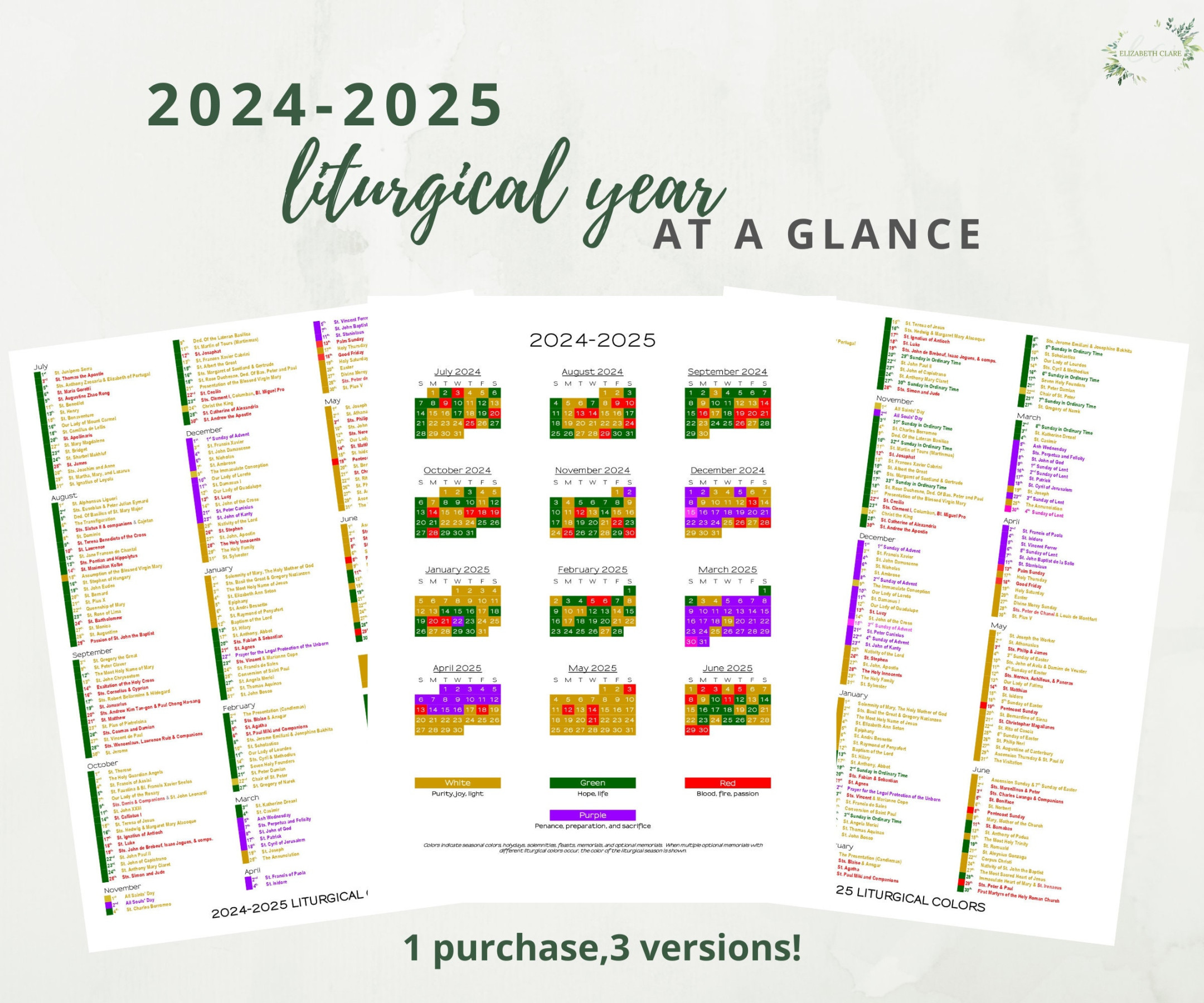 - Catholic Liturgical Calendar Year at a Glance