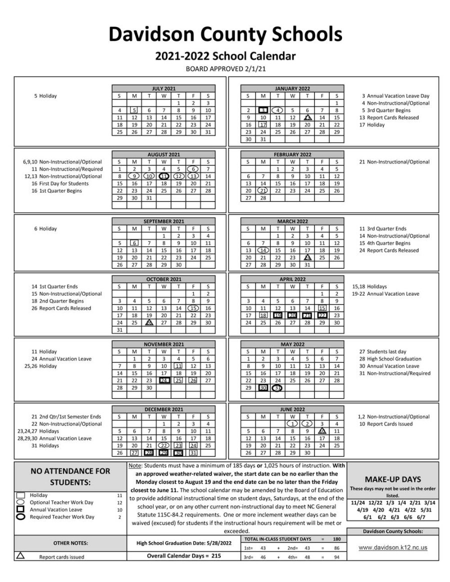 - Davidson County NC School Schedule - Davidson County Alive