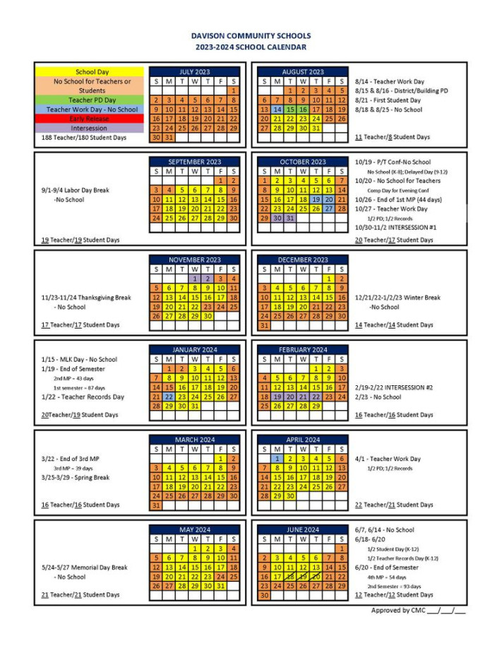 Davison Schools on X: "Revised - District Calendar & 20-