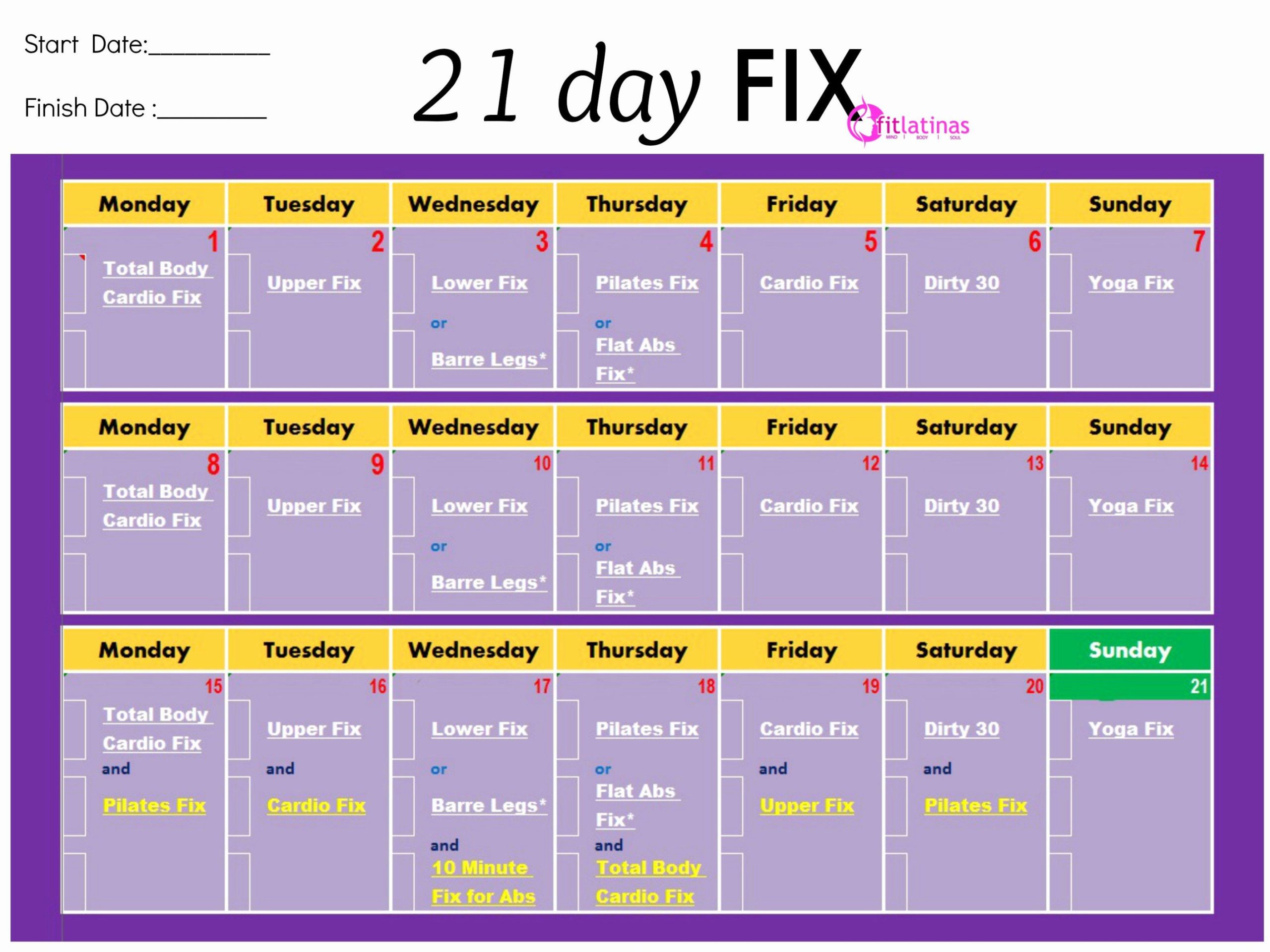 Day Fix Calendar Template Best Of Fit Latinas Munity