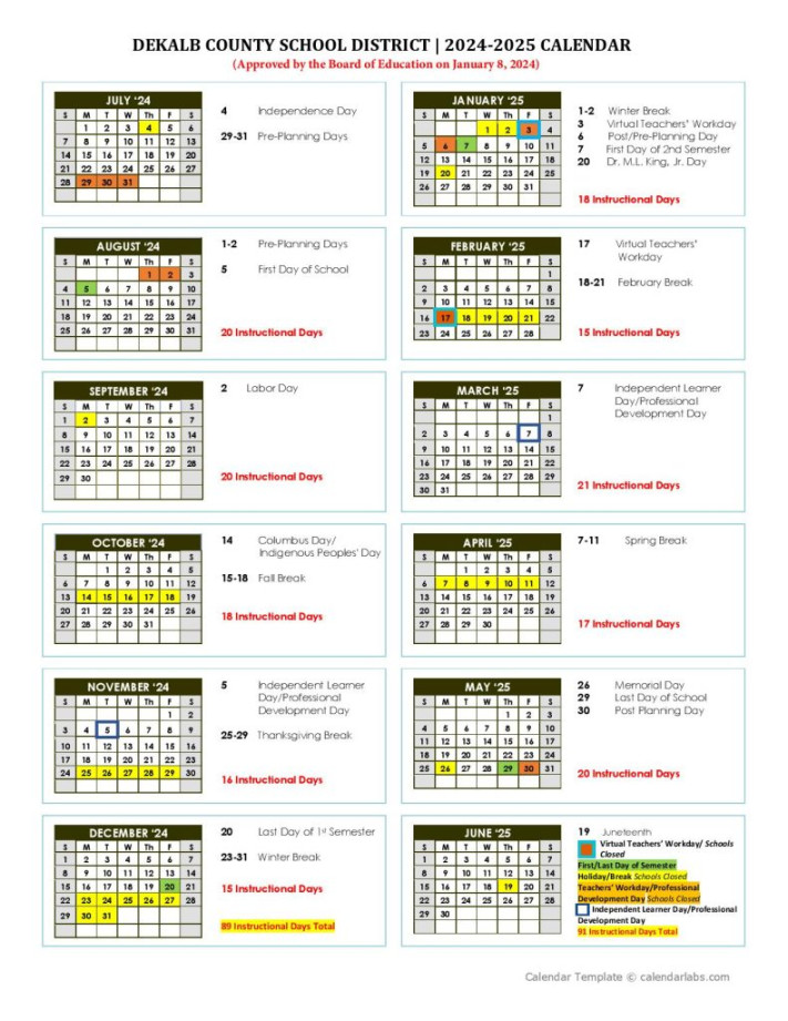 DeKalb County Schools Calendar - [Academic Year]