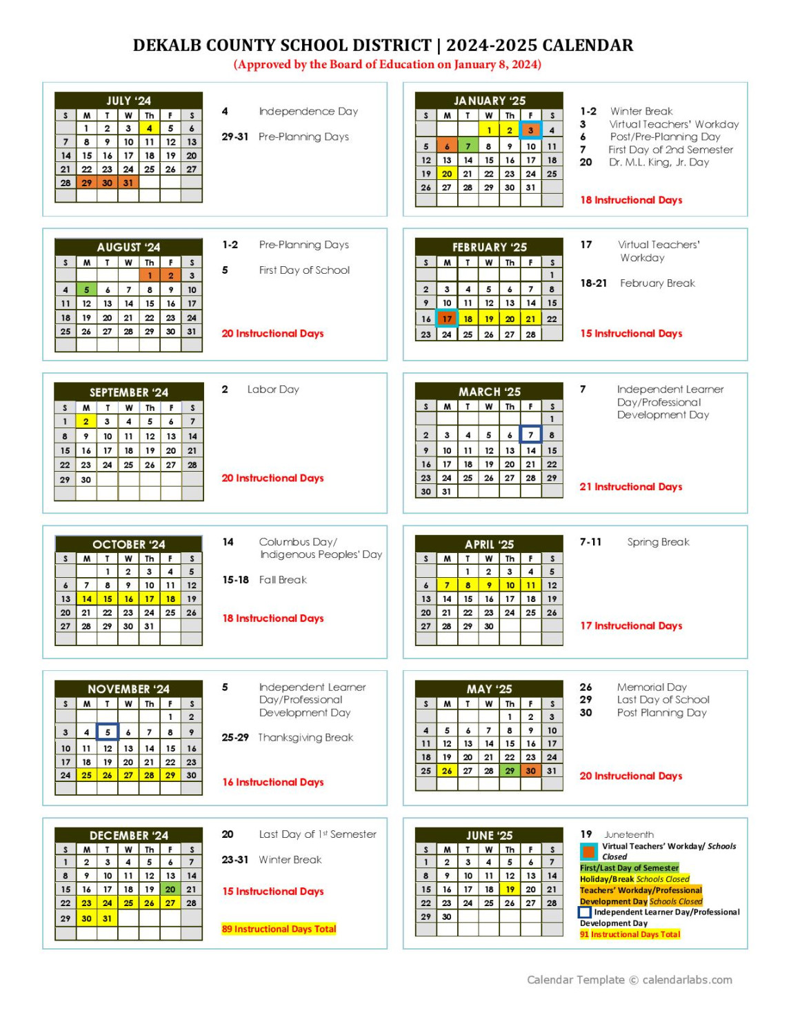 DeKalb County Schools Calendar -  DCSD Holidays