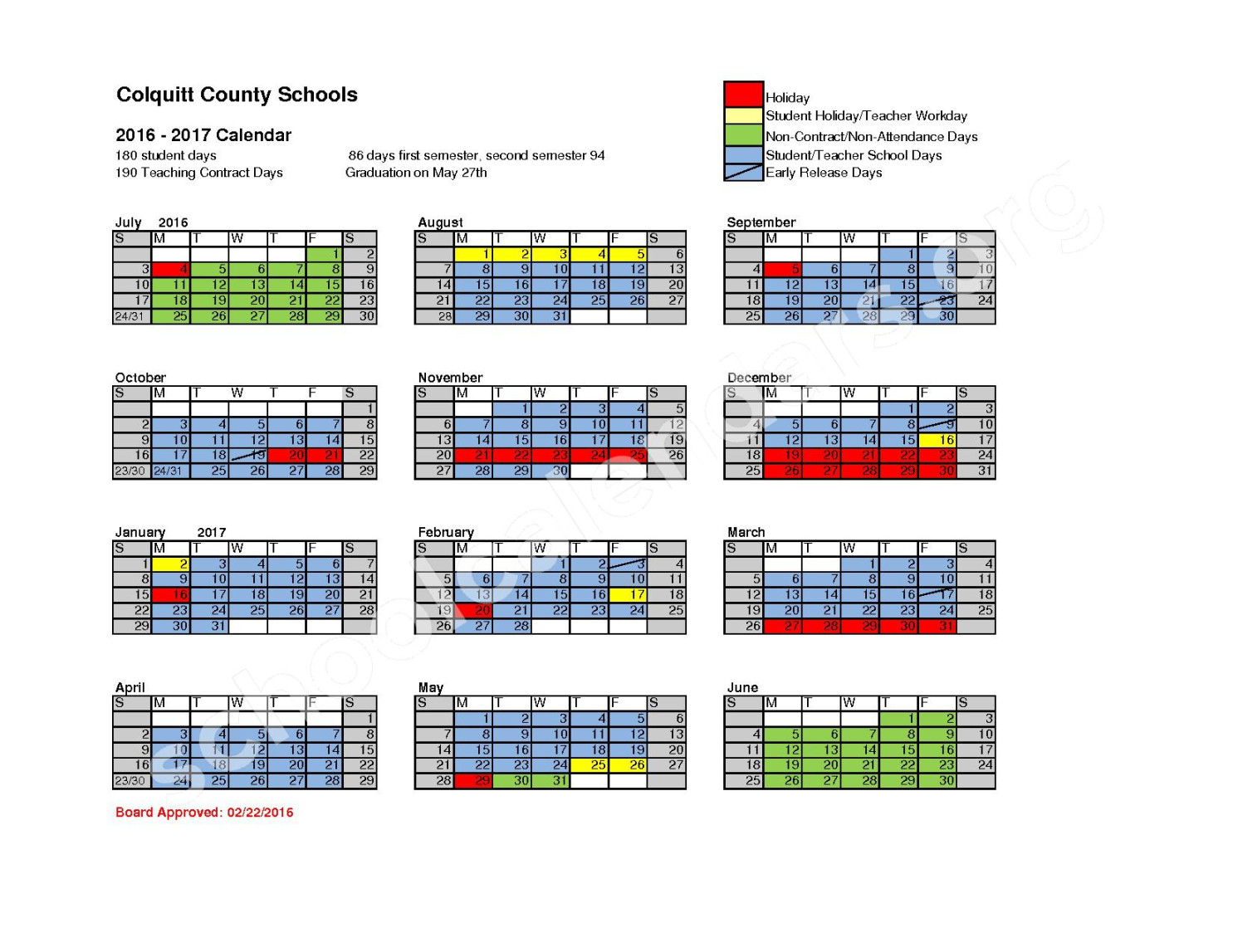- District Calendar  Colquitt County School District