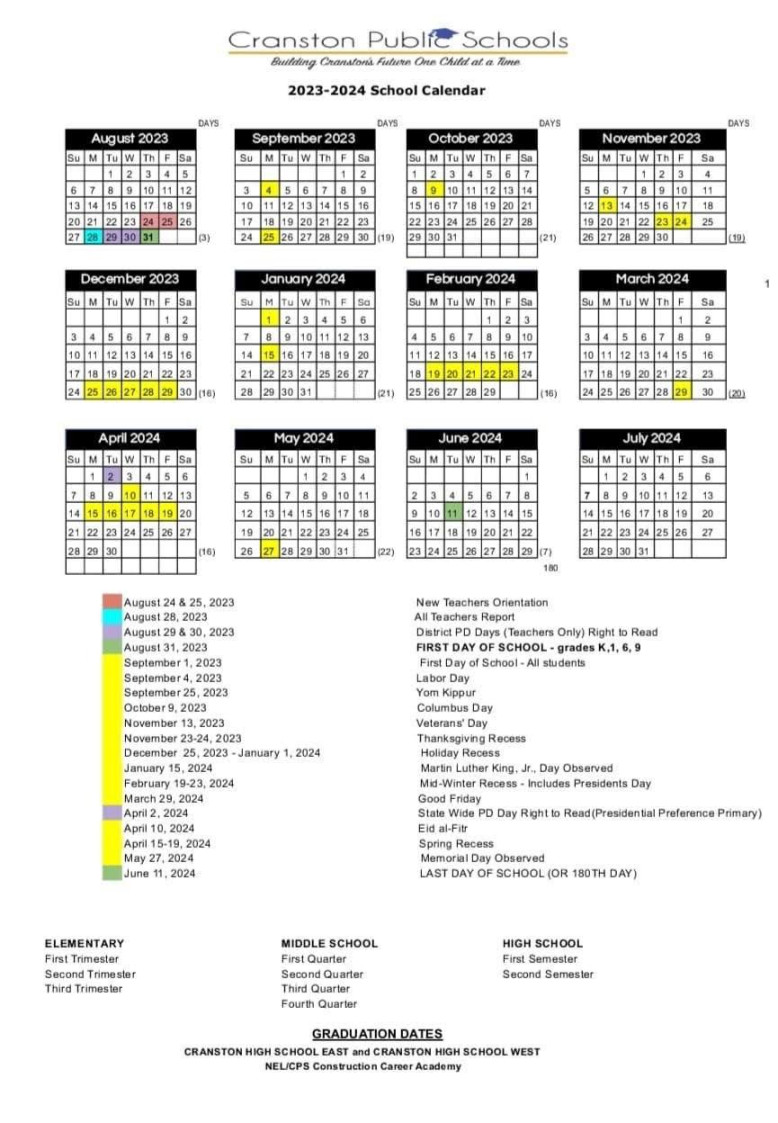 Edwin rhodes store elementary school calendar