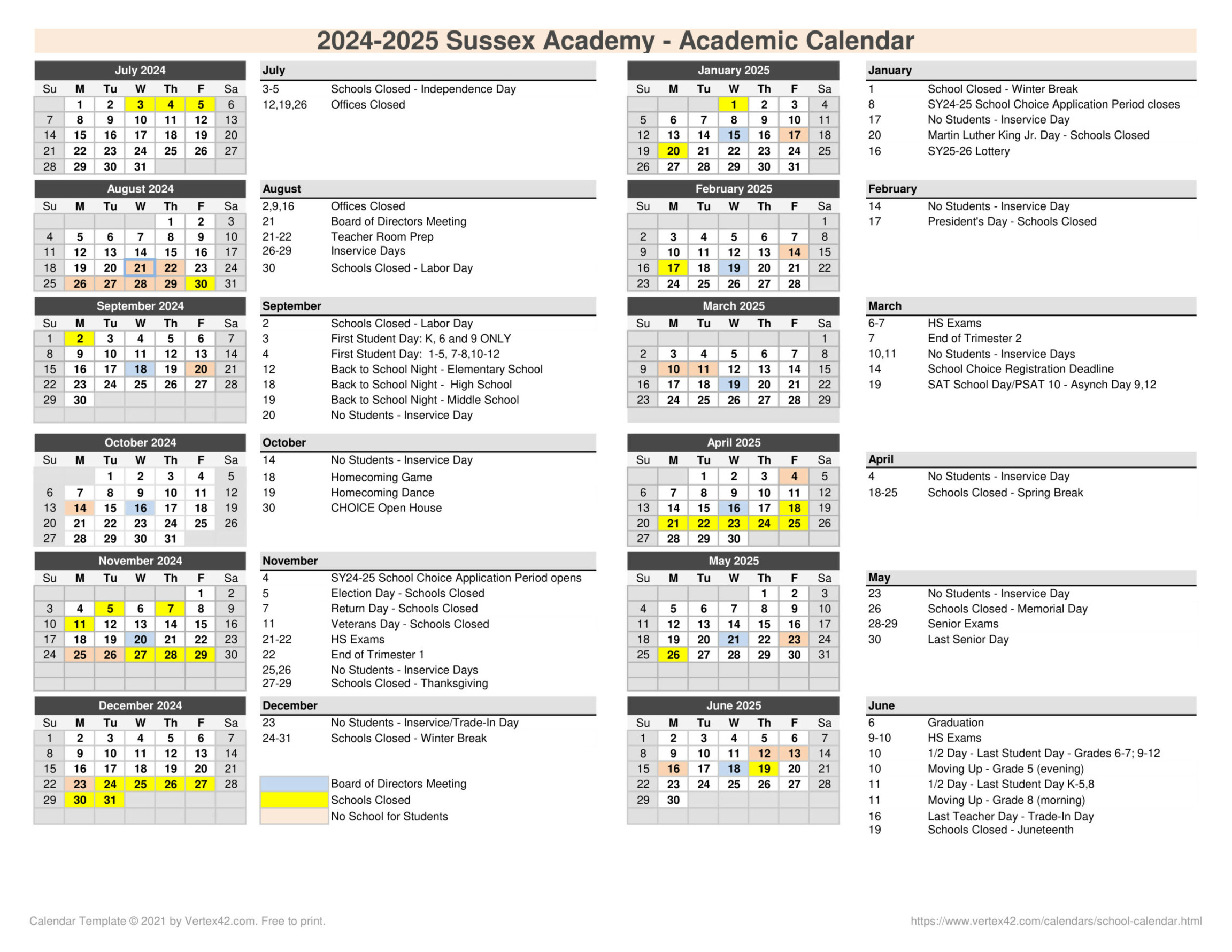 Elementary School Calendar » Sussex Academy