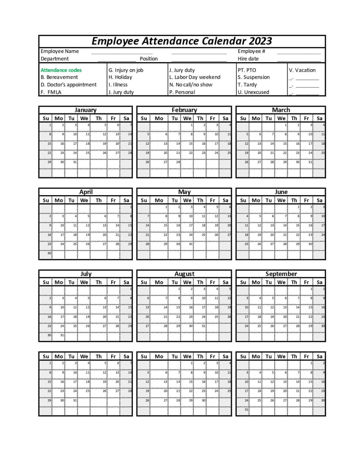 Employee Attendance Calendar  Leave Board