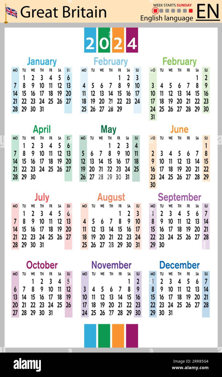 English vertical pocket calendar for  (two thousand twenty