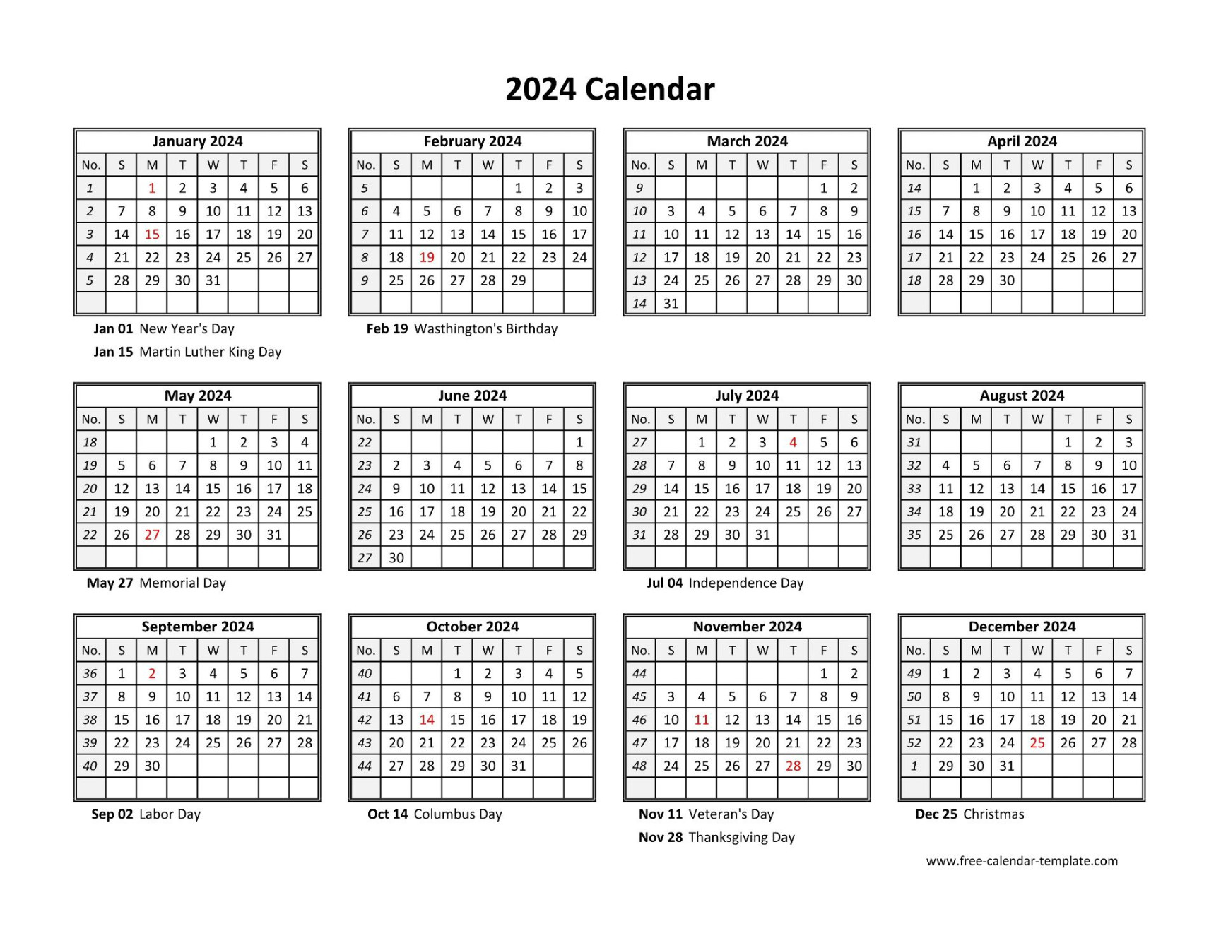 Free Calendar Template  and