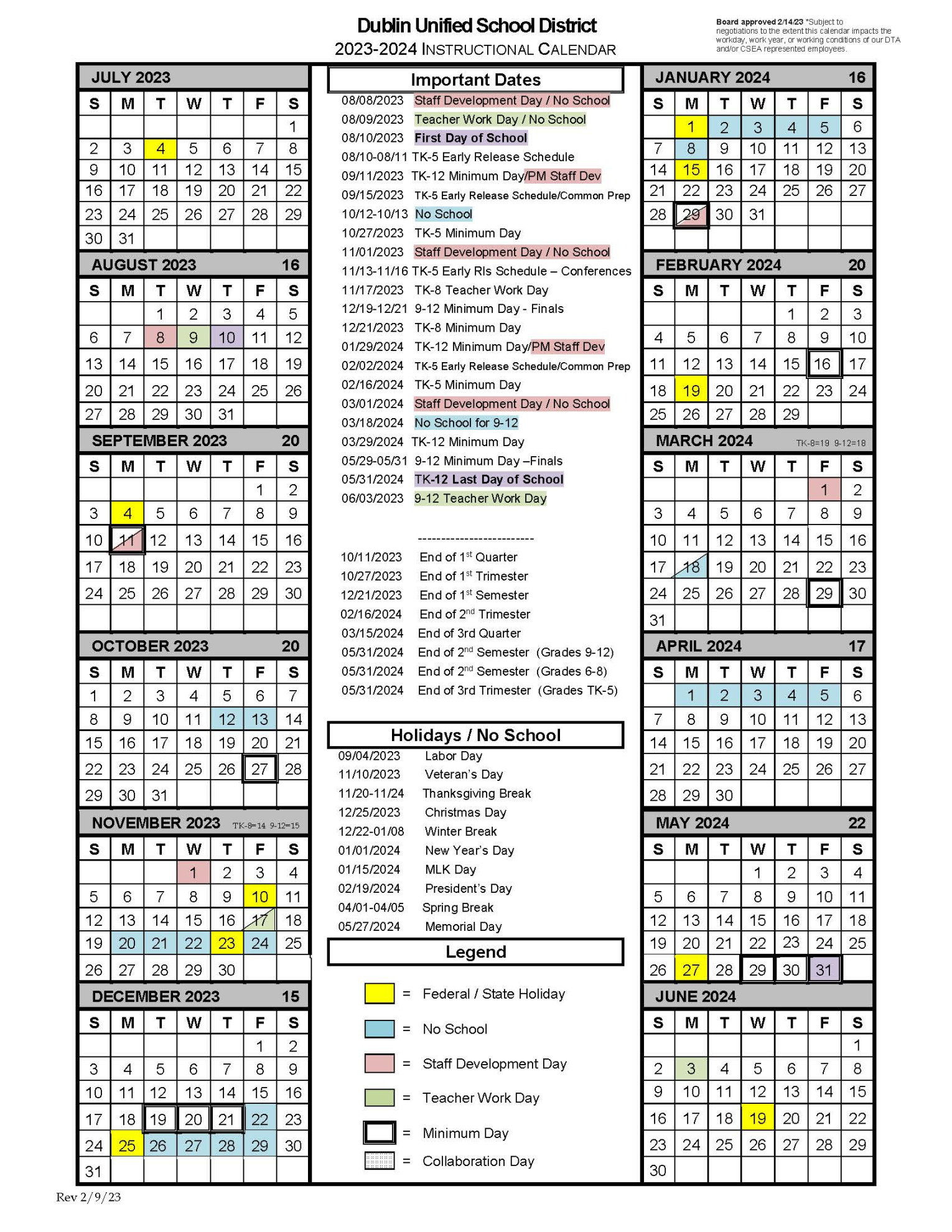 - Instructional Calendar – FREDERIKSEN ELEMENTARY