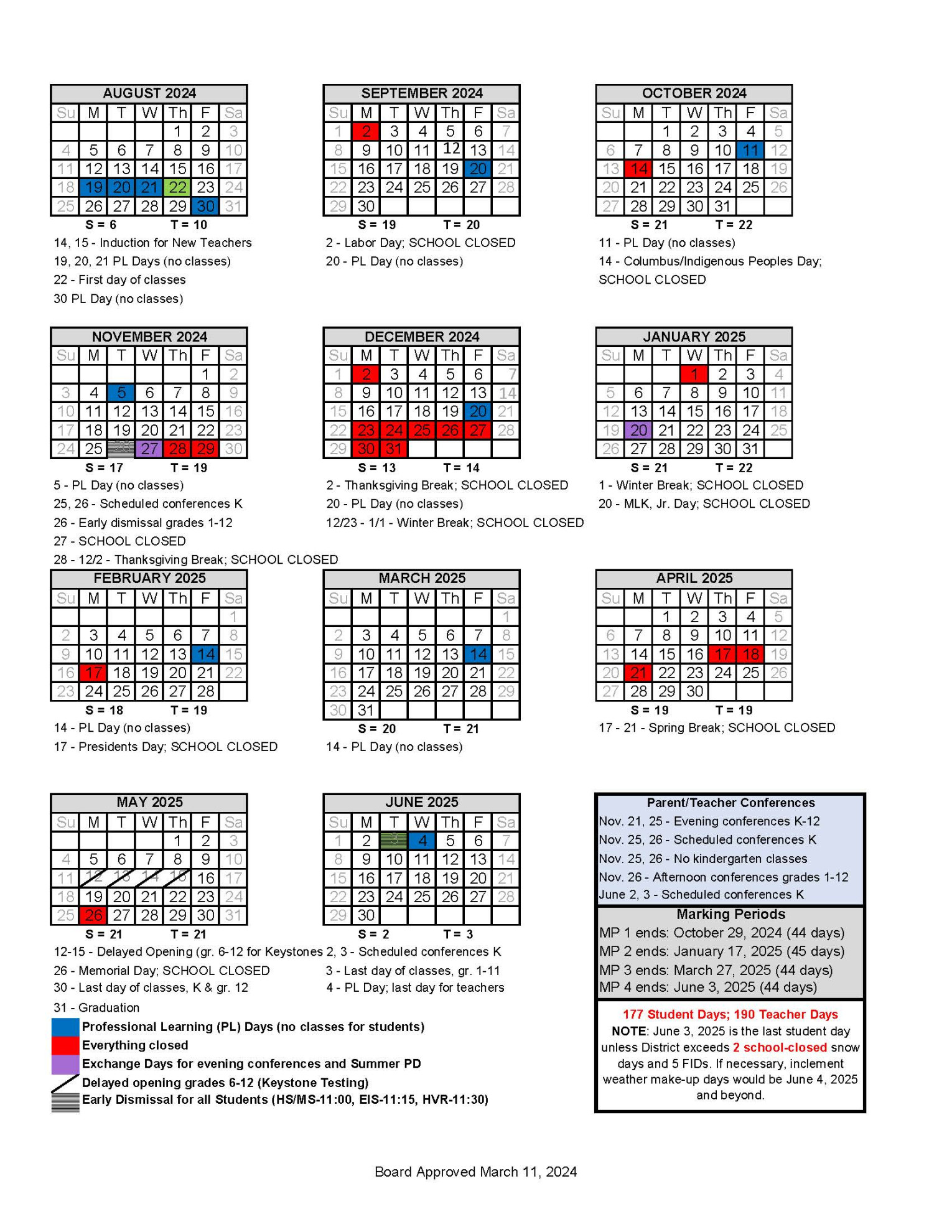 List  The first days of the - school year in central Pa