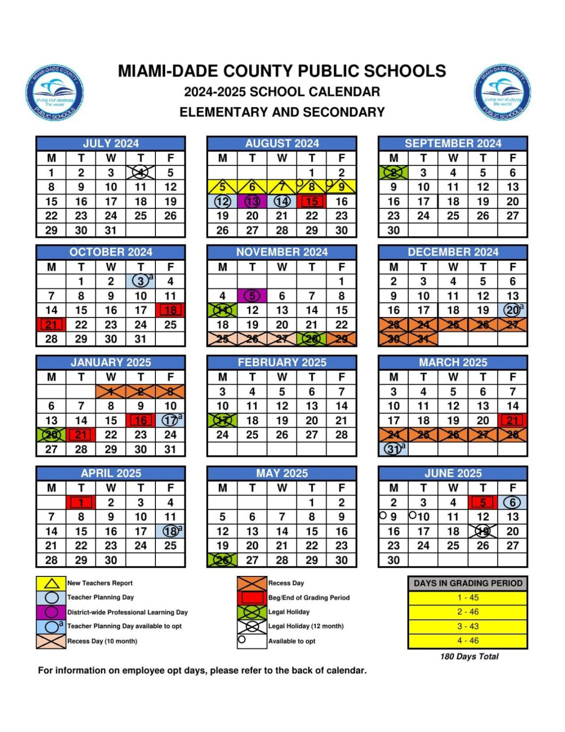 Miami-Dade County Public Schools  -  Calendar  Education