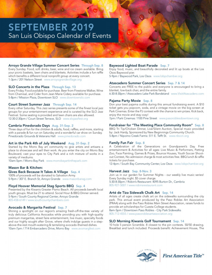 San Luis Obispo Court  Day Calendar