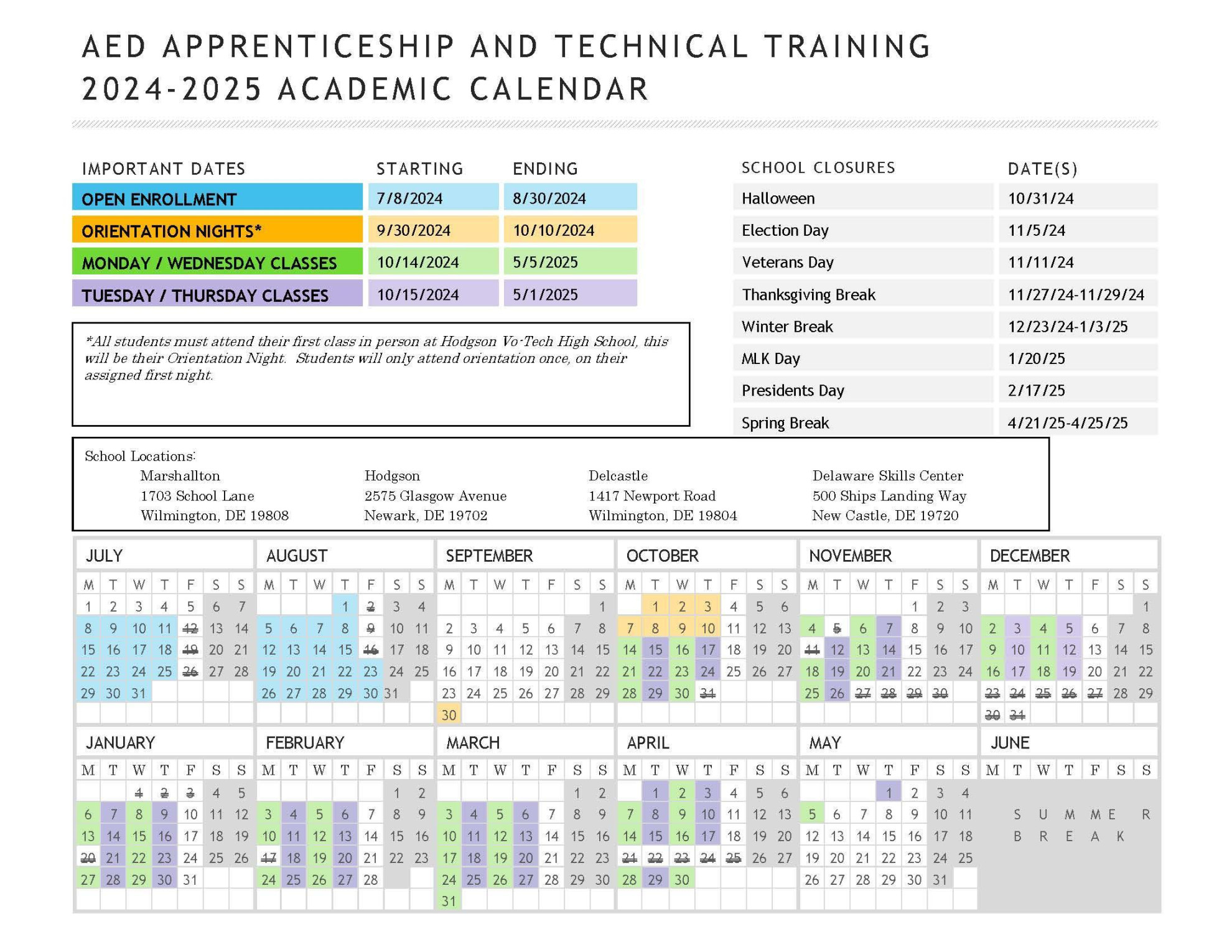 - School Calendar - Apprenticeship & Technical Training