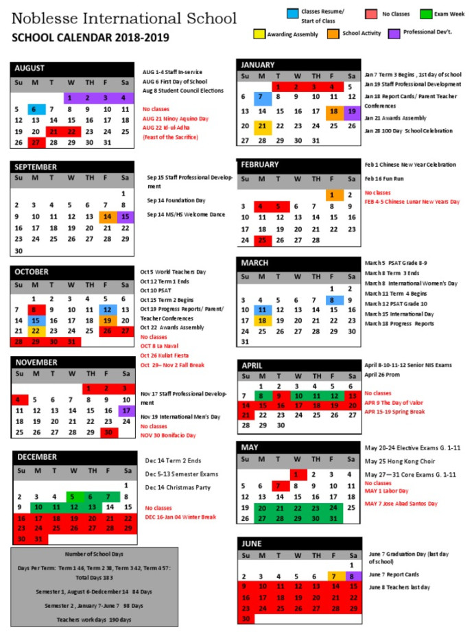 SCHOOL CALENDAR -: August January  PDF  Academic Term
