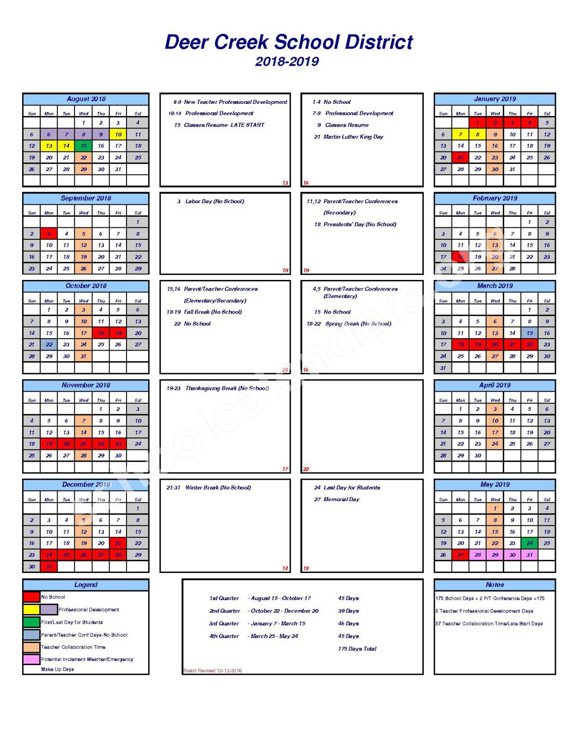 -  School Calendar  Deer Creek School District – Edmond, OK