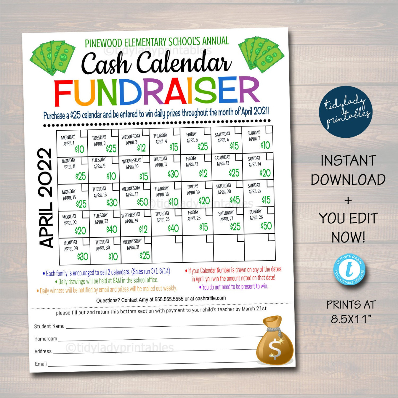 School Calendar Fundraiser - Etsy