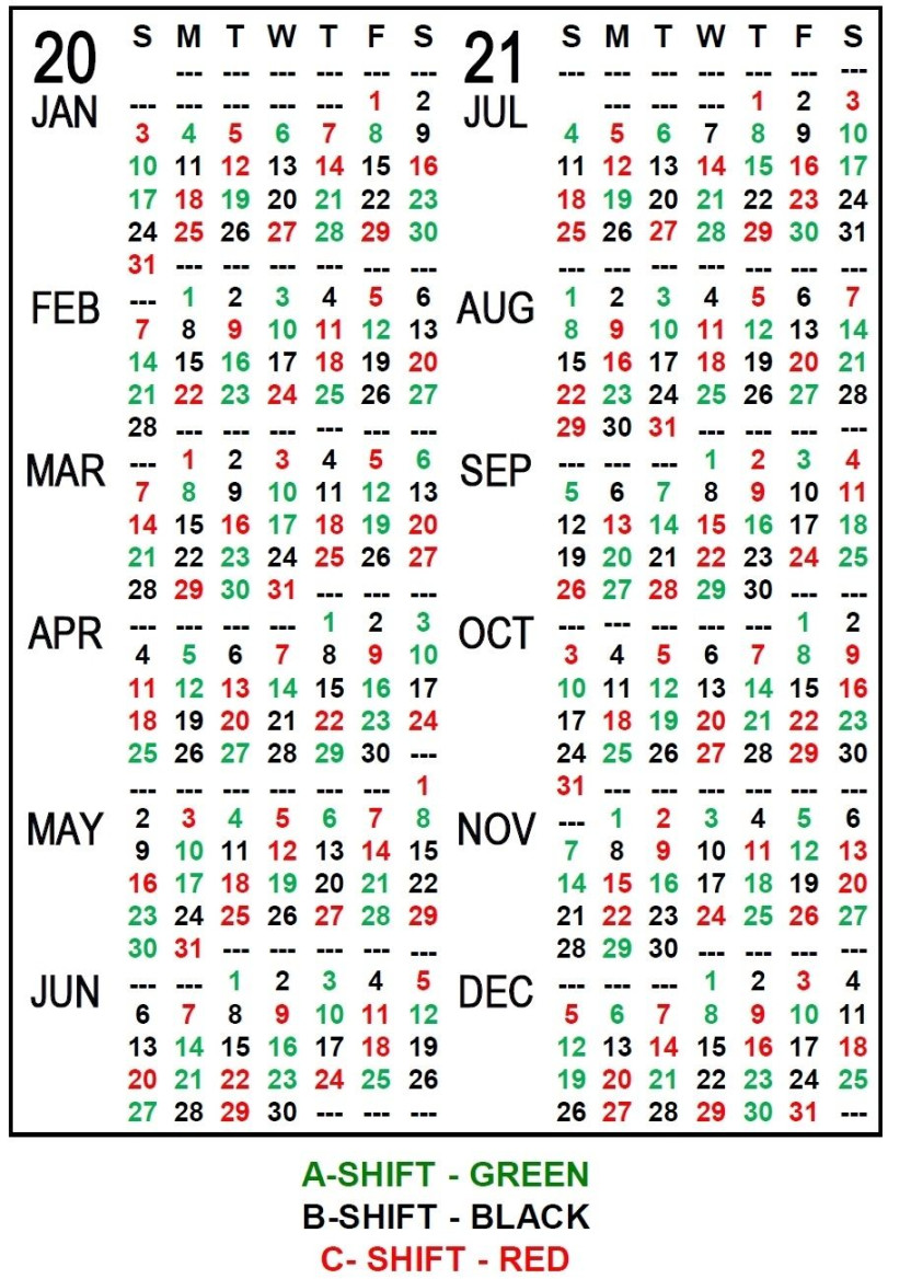 / Shift Calendar Temolate