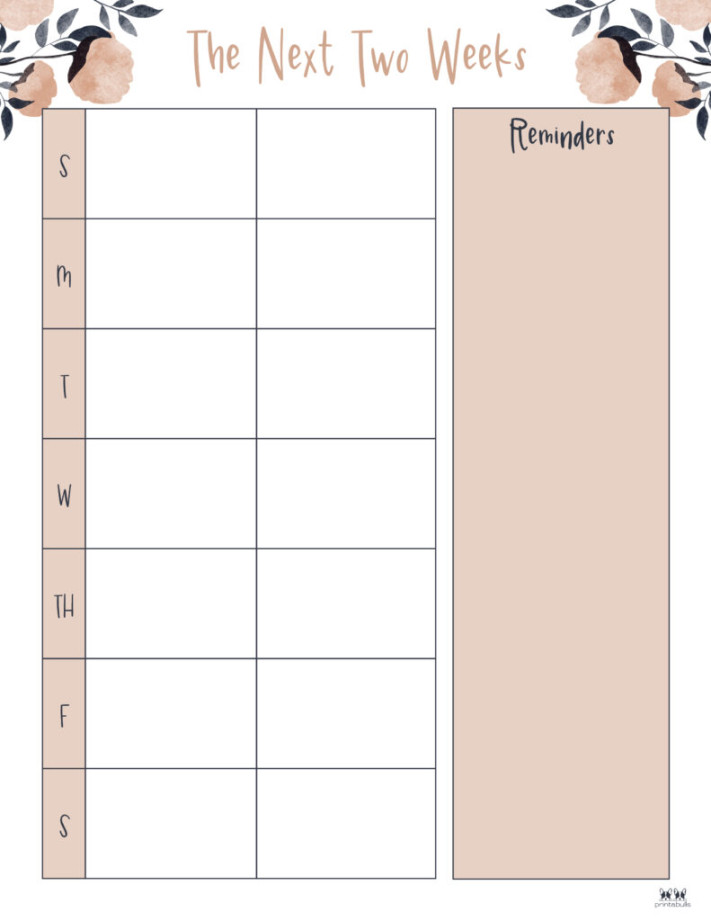 Two Week Planners - Free Printables  Printabulls