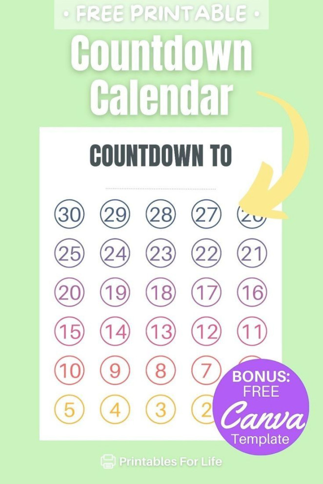 Versatile Blank -Day Countdown Printable