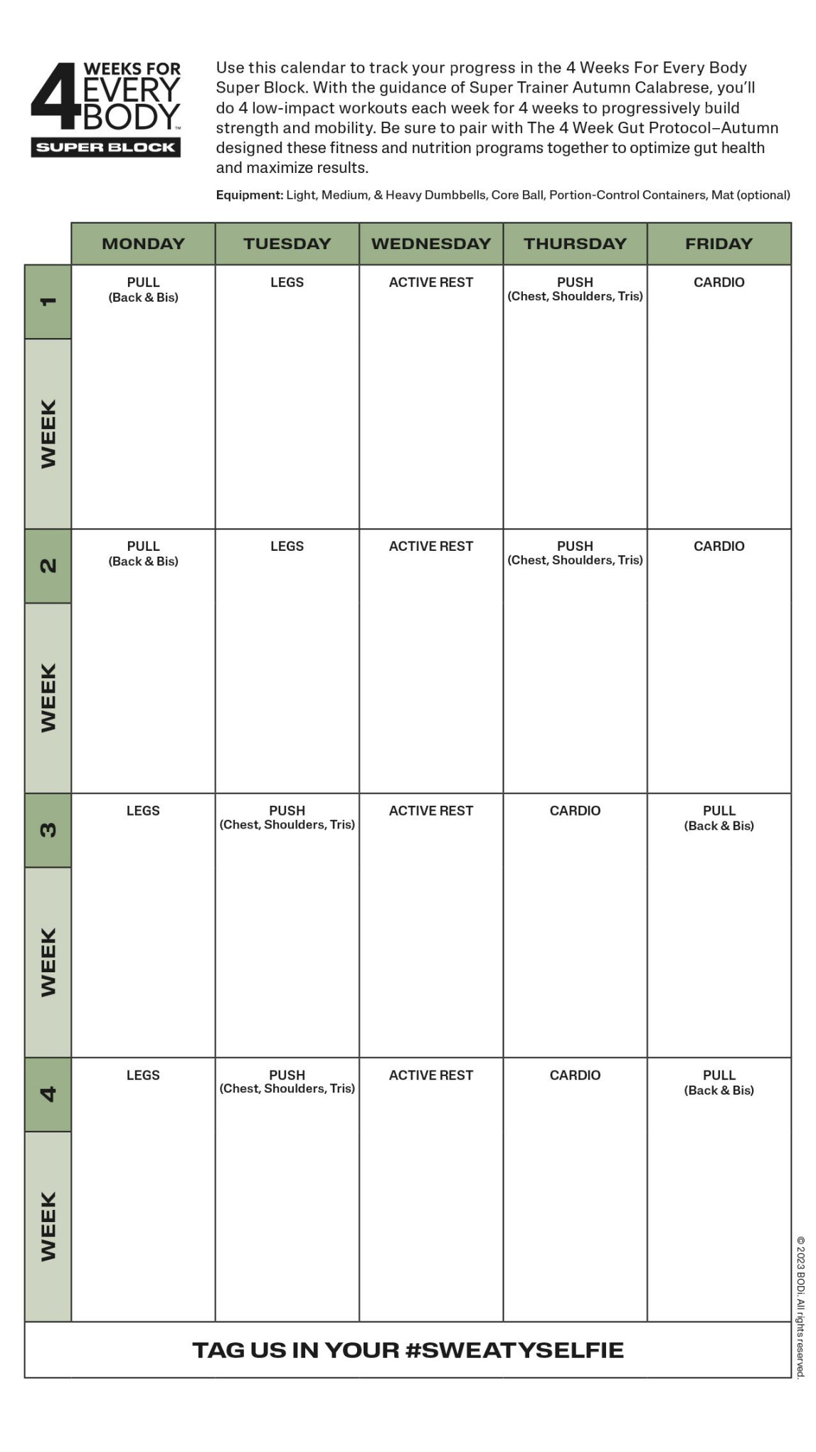 Weeks for Every Body Super Block - September   BODi