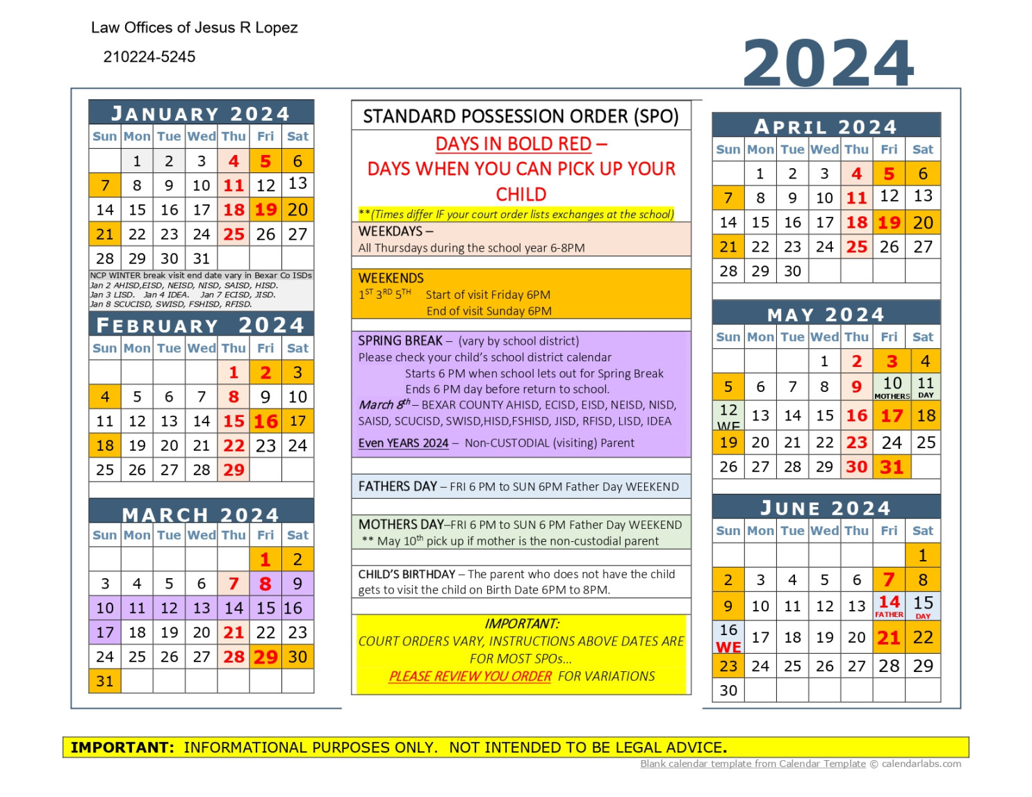 What is a Standard Visitation Schedule in