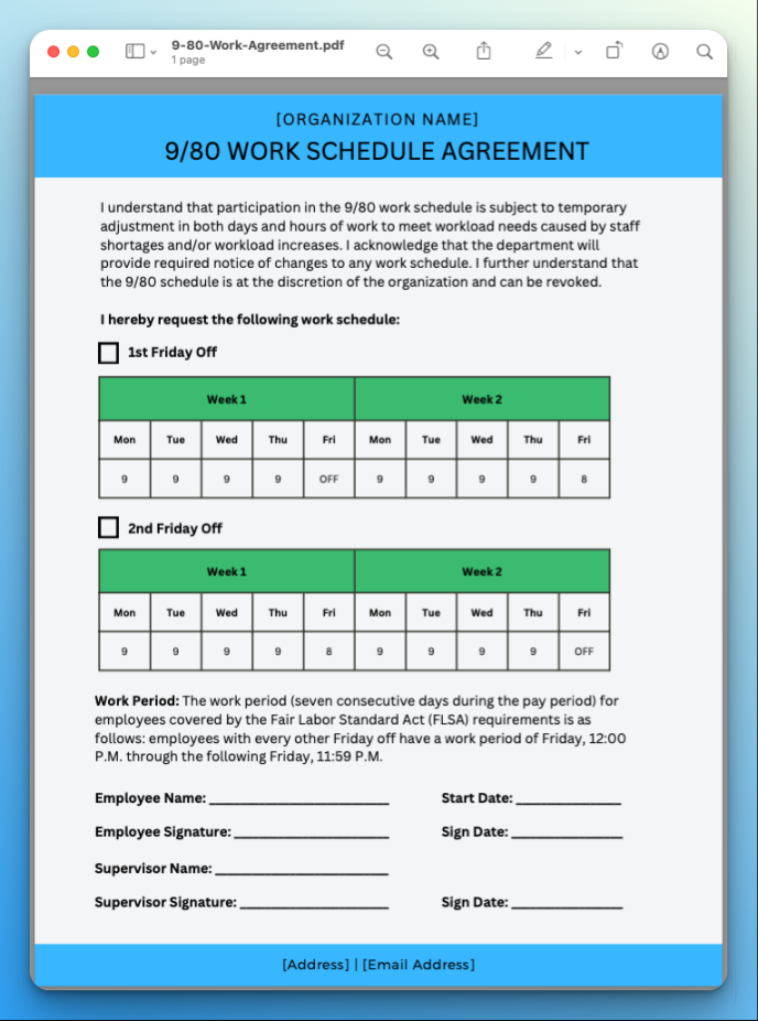 / Work Schedule: The Manager