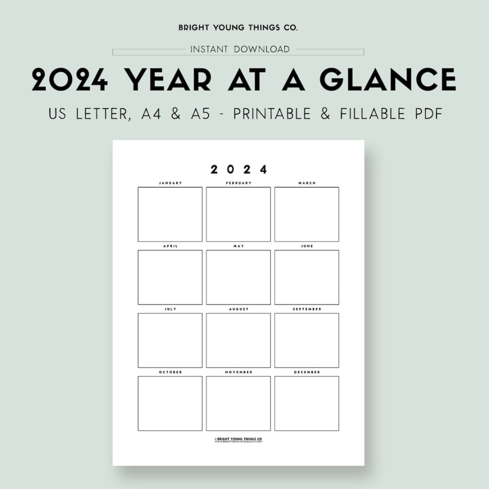 Year at a Glance Printable,  Calendar Printable, Printable Planner  Pages, Printable Calendar , Printable Planner Pages Insert - Etsy