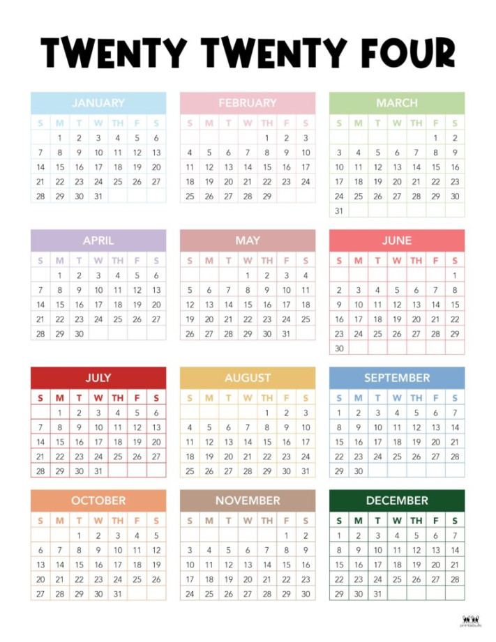Yearly Calendars -  FREE Printables  Printabulls