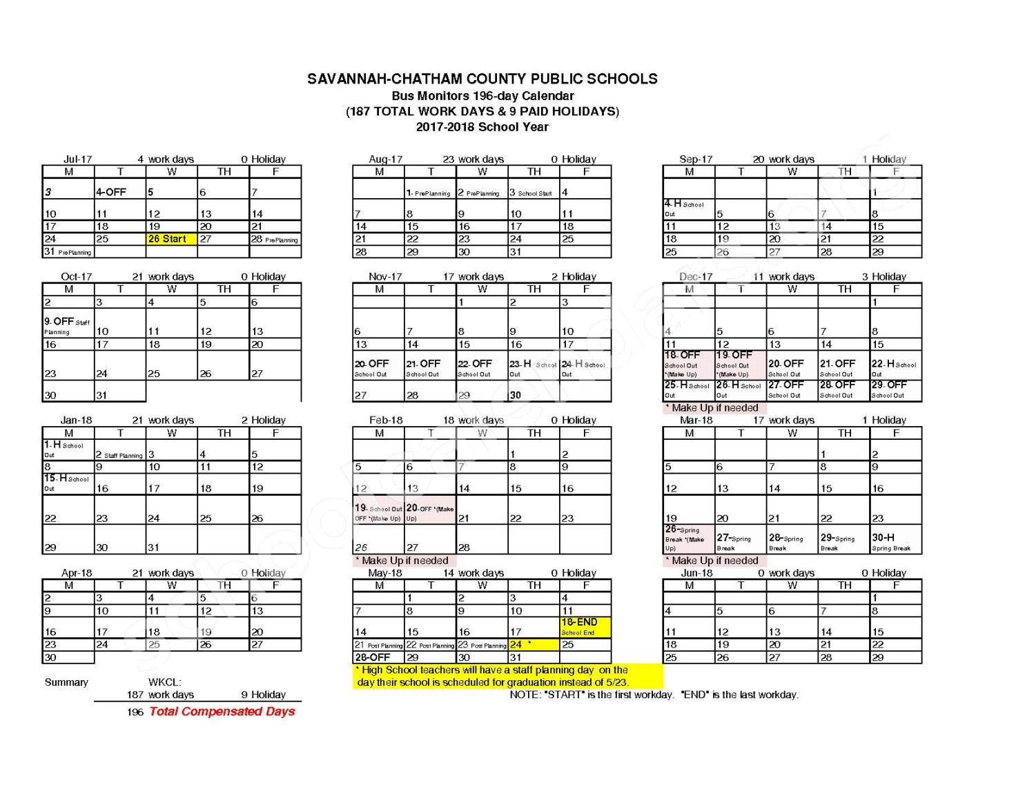 Chatham County School District Calendars – Savannah, GA