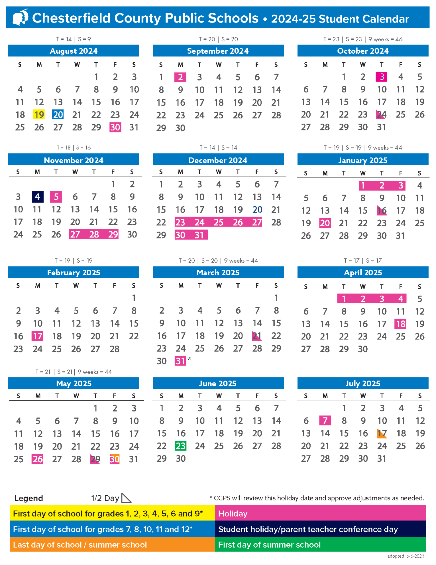 Chesterfield County Public School Calendar - Salisbury